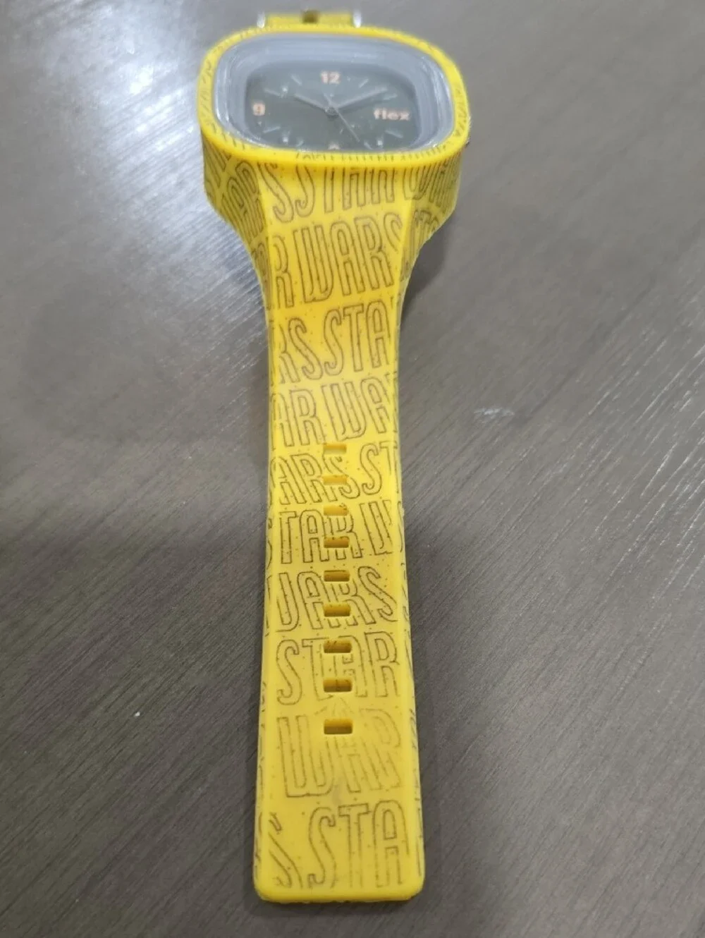 Flex Yellow Silicone Smartwatch with Printed Band and Analog Face